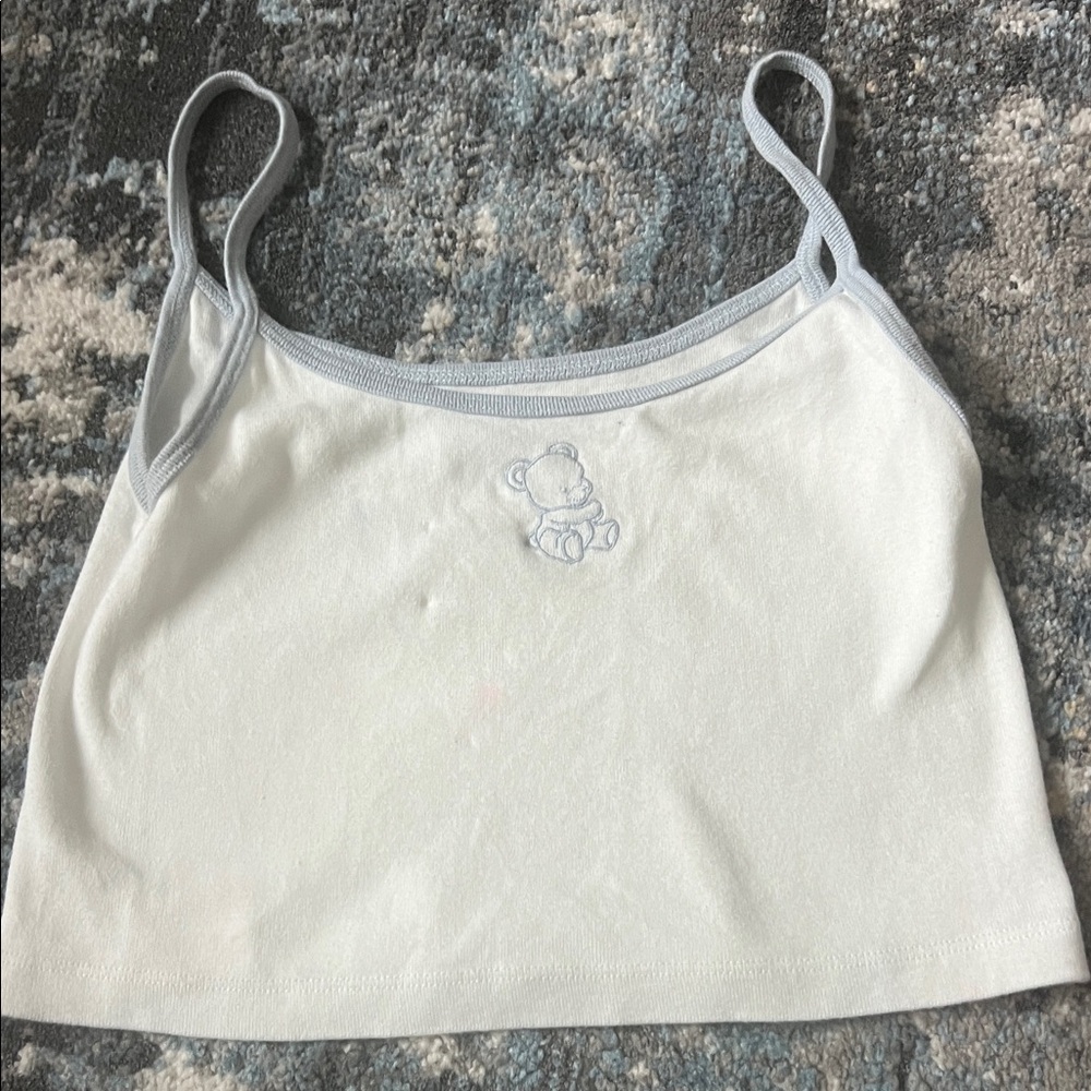 Brandy Melville White Tank Top with Blue Trim